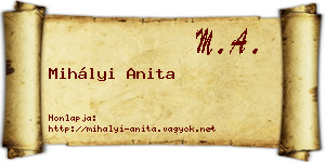 Mihályi Anita névjegykártya