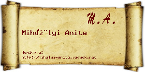 Mihályi Anita névjegykártya